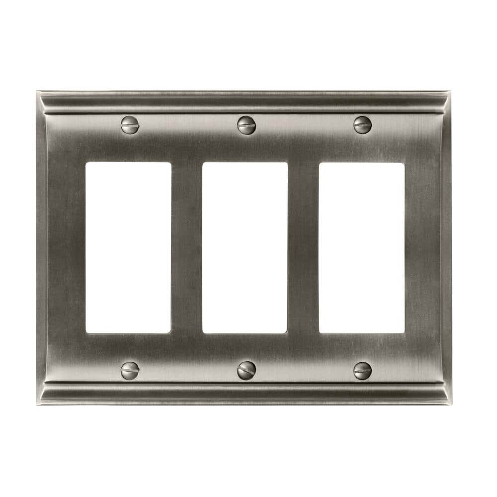 Nickel 3-Gang Decorator/Rocker Wall Plate (1-Pack)