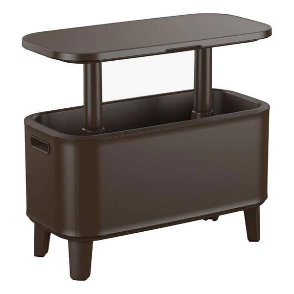 Keter Breeze Espresso Brown 17 Gal. Cooler Bar with Pop-Up Table Top Bar Cart
