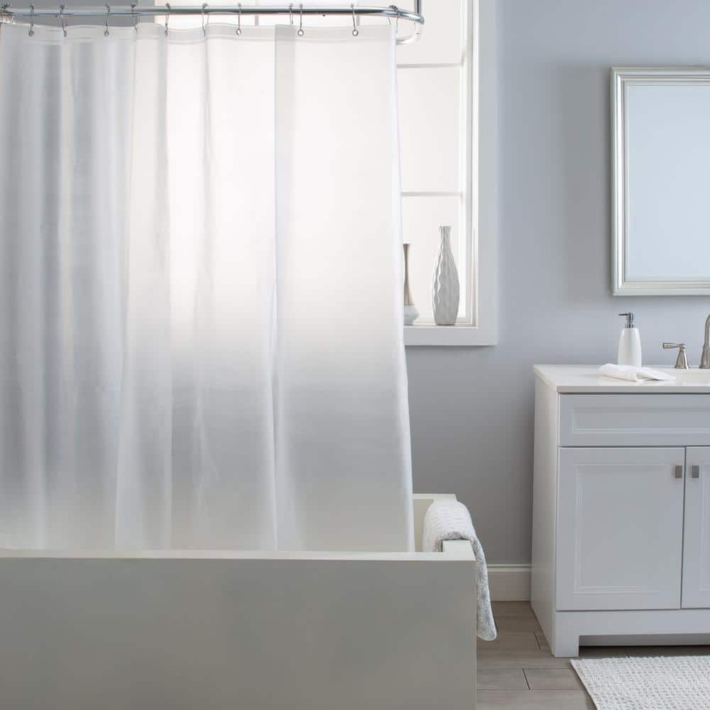 Gray Heavyweight PEVA Shower Curtain Liner with Metal Grommets