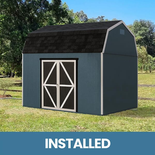 Handy Home Products Professionally Installed Braymore 10 ft. x 12 ft. Outdoor Wood Shed with Smartside- Driftwood Grey Shingle (120 sq. ft.)