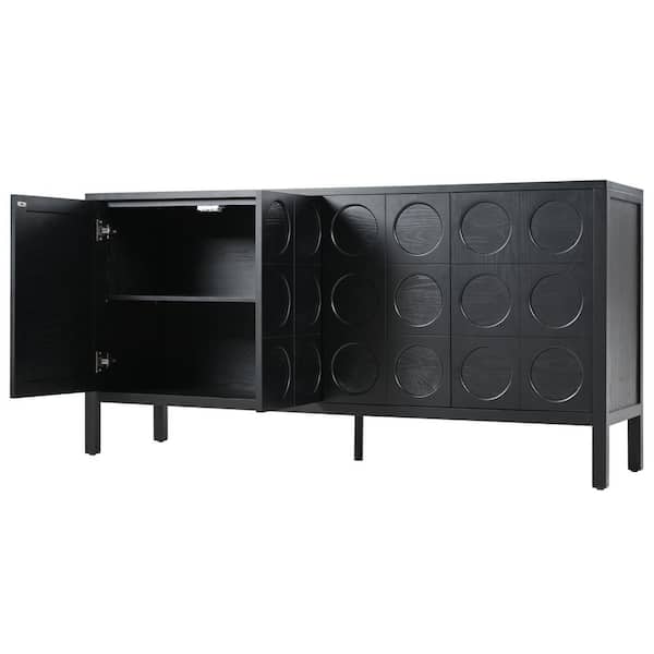 59.84 in. W x 15.91 in. D x 29.72 in. H Bathroom Black Linen Cabinet