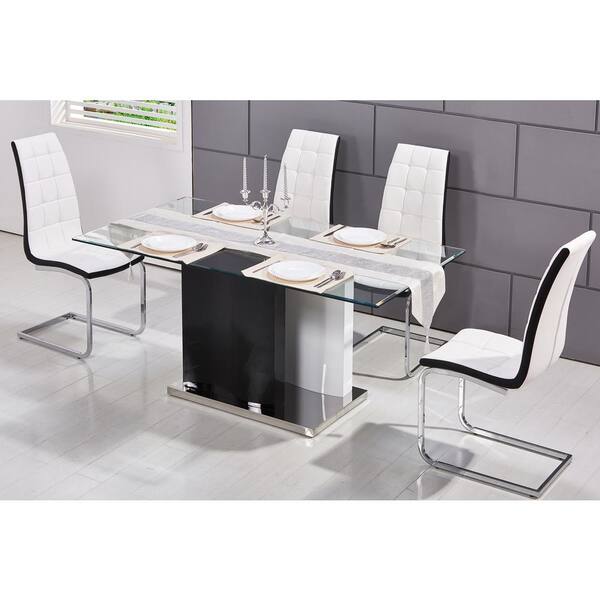 black and white glass dining table