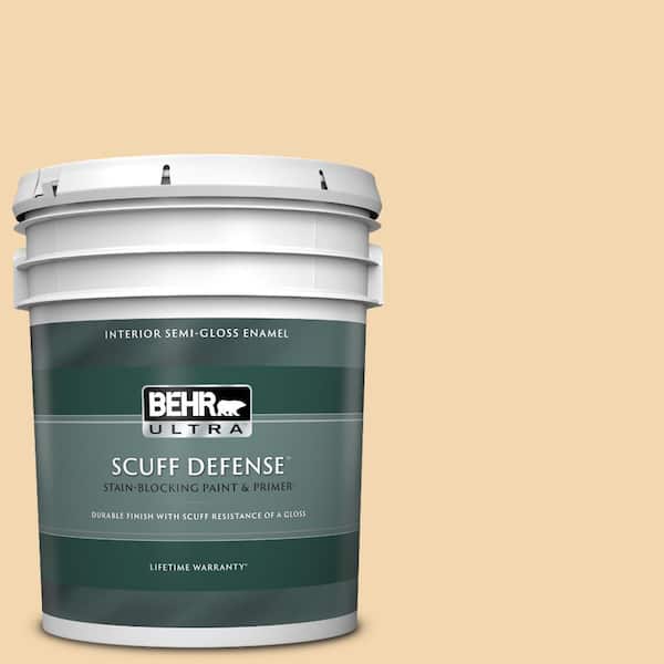 BEHR ULTRA 5 gal. #M270-3 Cream Custard Extra Durable Semi-Gloss Enamel Interior Paint & Primer