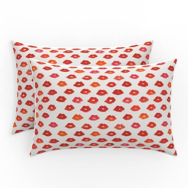 Pillow Perfect Novelty 18.5 in W x 5 in H Outdoor Lumbar Throw Pillows 2-Count in Red Glam