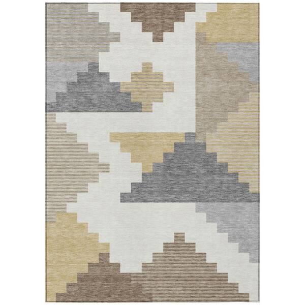 Chantille Machine Washable Indoor/Outdoor Abstract ACN2847 Ivory 10 ft. x 14 ft. Area Rug
