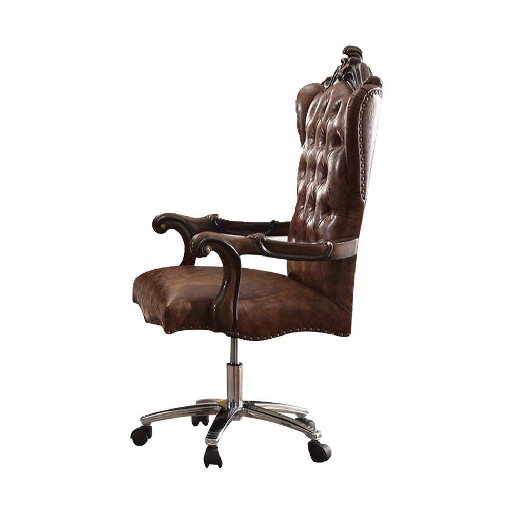 Elegant Two-Tone Light Brown PU & Cherry Oak Executive Swivel Chair