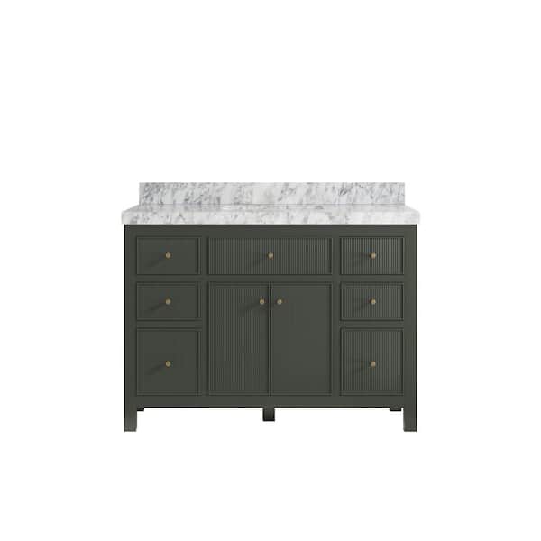 Willow Collections Sonoma 48 in. W x 22 in. D x 36 in. H Bath Vanity in Pewter Green with 2" Carrara Marble Top