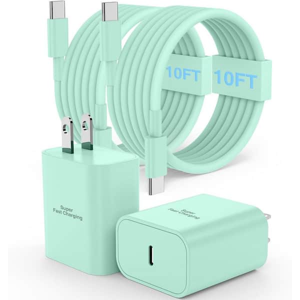 10 ft. Type C Charger 2 Pack 45-Watt Super Fast Charging Block with USB-C Cable for Samsung Galaxy S25 S24 S23 S22 S21