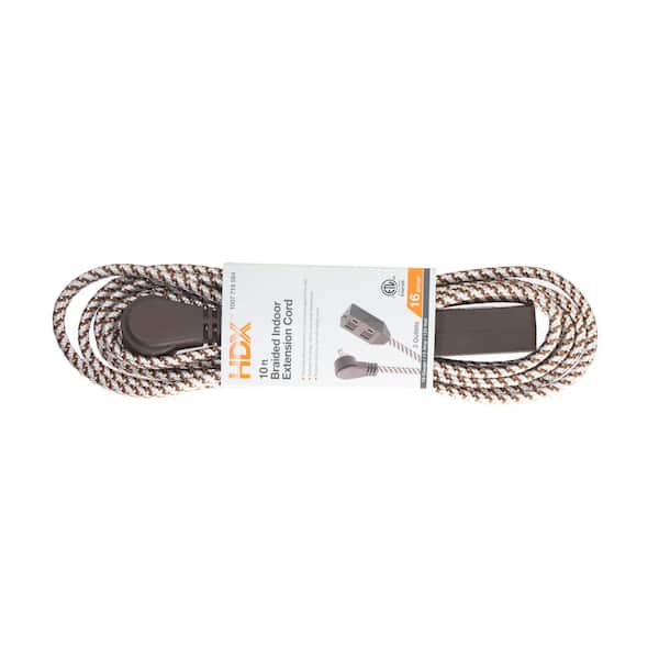 HDX 10 ft. 16-Gauge/2 Brown Braided Extension Cord (1-Pack) LTS-B2
