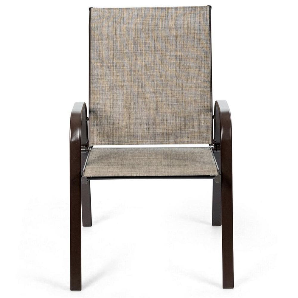 28 in. W x 35 in. D x 22 in. H Grey Steel Patio Chair Dining Chairs Set of 