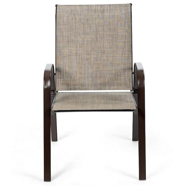 Dyiom 28 in. W x 35 in. D x 22 in. H Grey Steel Patio Chair Dining Chairs Set of 2 with Arms