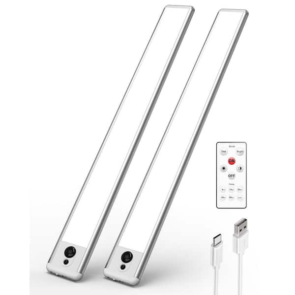 White LED Motion Sensor Light Dimmable Lamp Rechargeable Closet Lights 5700K w/ Remote Control