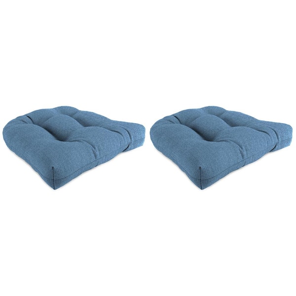 Jordan Manufacturing 19 in. L x 19 in. W x 4 in. T Outdoor Square Wicker Seat Cushion in McHusk Chambray (2-Pack)