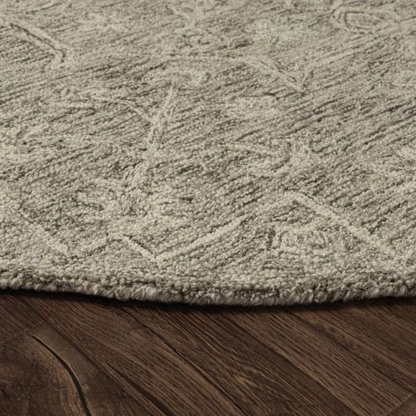 Jade Vintage Floral Hand-Tufted Wool Oriental Brown 5 ft. Round Indoor Rug