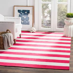 Montauk Red/Ivory Doormat 3 ft. x 5 ft. Solid Striped Area Rug