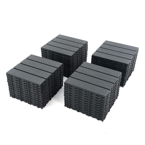 Outdoor 1 ft. x 1 ft. Composite Interlocking Tile Deck Tile in Gray (54 Per Box)