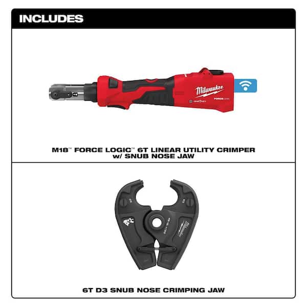 M18 18V Lithium-Ion Cordless FORCE LOGIC 6 Ton Linear Utility Crimper with Snub Nose Jaw