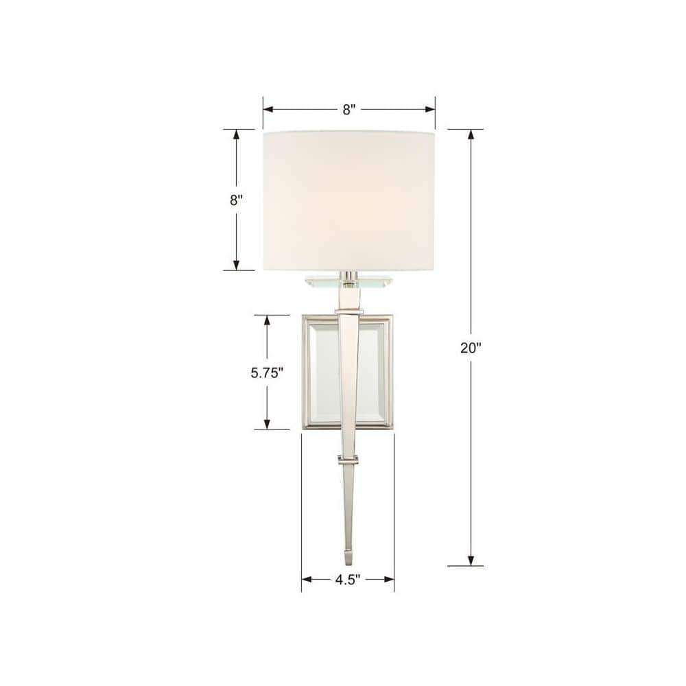 Elegant Polished Nickel Wall Sconce with White Silk Shade