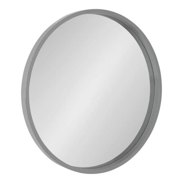 Kate and Laurel Medium Round Gray Modern Mirror (25.6 in. H x 25.6 in. W)
