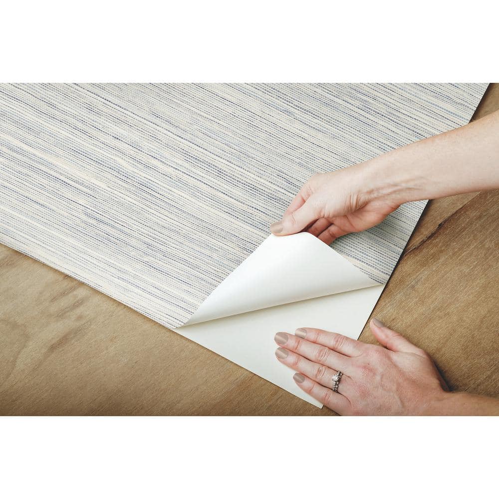 Blue Grasscloth Peel and Stick Wallpaper Roll