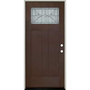 Regency 36 in. x 80 in. Left-Hand 1/4 Lite Radiance Decorative Glass Prefinished Russet Fiberglass Prehung Front Door