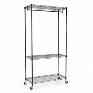 Muscle Rack Steel Clothing Rack with Wire Shelves in Black (36 in