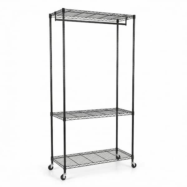Siavonce 35 in. W x 73 in. H Rolling Metal Garment Clothes Rack
