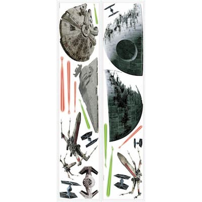 Roommates 2 5 In W X 27 H Star Wars Ep Vii Kylo Ren 13 Piece L And Stick Giant Wall Decal With Glow The Dark Rmk3148slm Star Wars Ep Vii Kylo Ren, Star Wars Ceiling Fan Blade Stickers