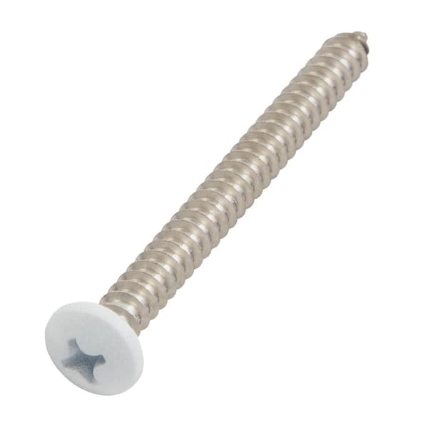 #10 x 2 in. White Stainless Steel Phillips Pan Head Standard Sheet Metal Screw (10-Pack)