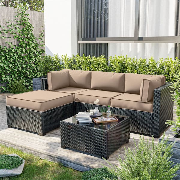 9-Pieces 25.6 in. Outdoor Patio Replacement Slip Covers for 4-Seater Furniture Cushion Sand (Covers Only)
