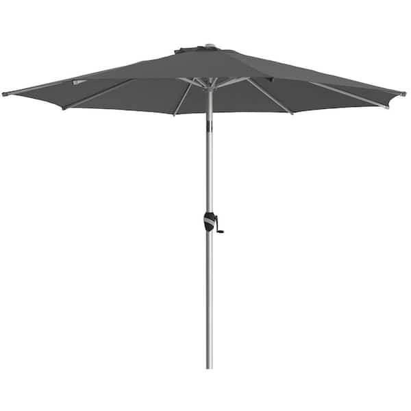 PASAMIC 10 ft. Aluminum Outdoor Market Umbrella Patio Umbrella, 5-YEAR Fade-Resistant and Push Button Tilt in Dark Grey