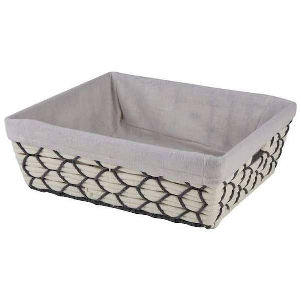 Large Shelf Bin Rope Woven Tote in White