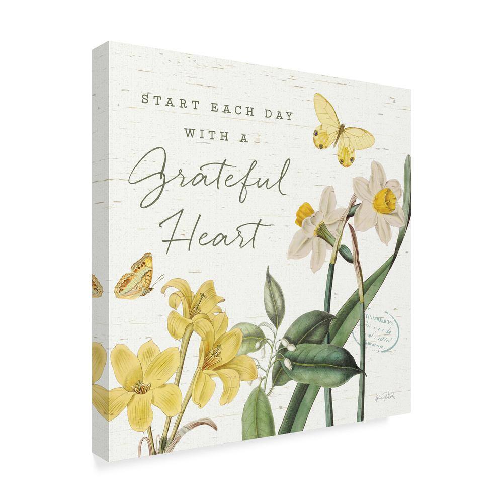 Grateful Heart Yellow and White Floral Canvas Art