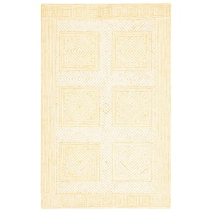 Roslyn Yellow/Ivory 8 ft. x 10 ft. Diamond Square Area Rug