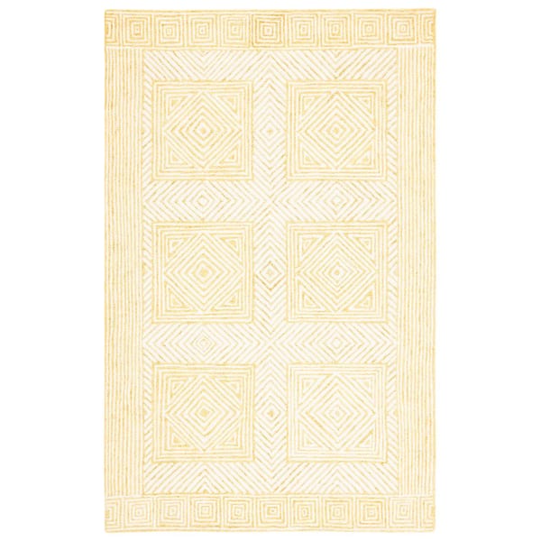 SAFAVIEH Roslyn Yellow/Ivory 8 ft. x 10 ft. Diamond Square Area Rug