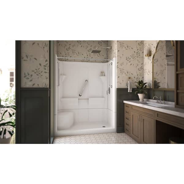 Accessible Living Harmony 30 in. W x 74 in. H Framed Sliding Curtain Rod Shower Door RH Drain, Chrome