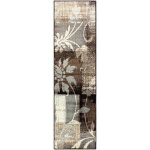 Pastiche Chocolate 2 ft. 7 in. x 8 ft. Floral Patchwork Polypropylene Area Rug