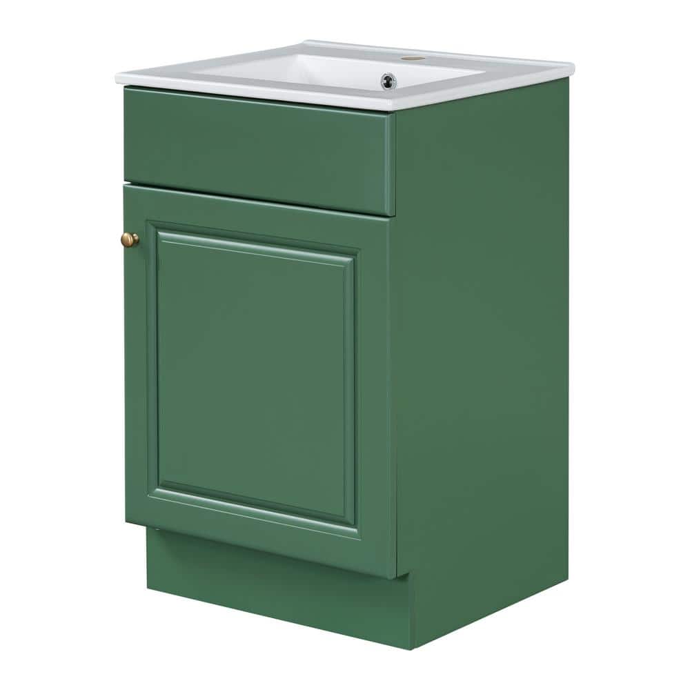 Green MDF Freestanding Bathroom Vanity with Ceramic Sink