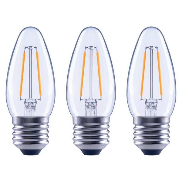 EcoSmart 25-Watt Equivalent B11 Dimmable Clear Filament Vintage Style LED Light Bulb Soft White (3-Pack)