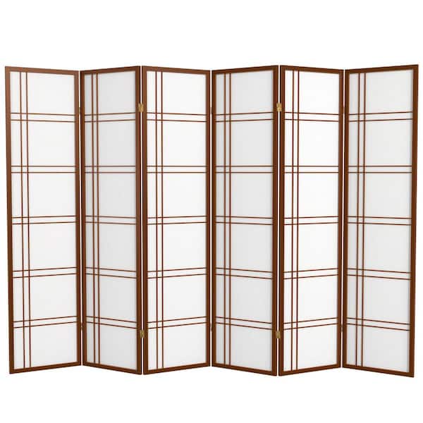 Oriental Furniture 6 ft. Walnut 6-Panel Room Divider