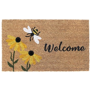 Multi Welcome Flowers & Bee 18 in. x 30 in. Doormat