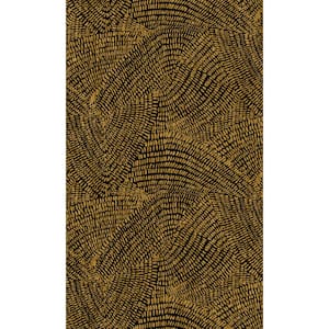 Dark Gold Art Deco Textured Machine Washable 57 sq. ft. Non-Woven Non- Pasted Double Roll Wallpaper