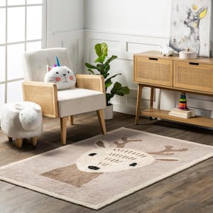 Lennox Fawn Machine Washable Ivory Doormat 3 ft. x 5 ft. Accent Rug