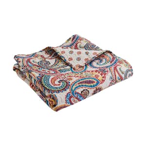 Alyssa Multi-color Paisley Quilted Cotton Throw Blanket
