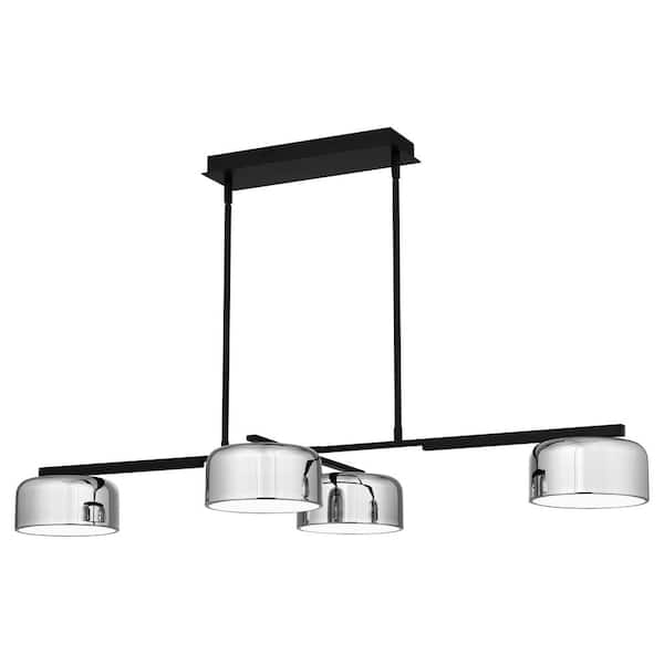 Gabriel 49.25 in. Matte Black Island Light with Metal Shade