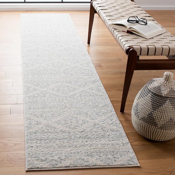 Tulum 2 ft. x 15 ft. Ivory/Light Gray Striped Tribal Geometric Runner Rug