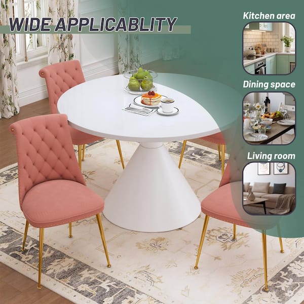 Gold Round Glass Dining Table Set For 4, Modern Kitchen Table And