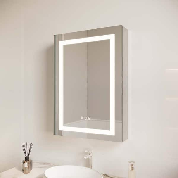 20 in. W x 26 in. H Rectangular Aluminum Medicine Cabinet with Mirror ...