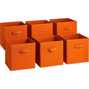 11 in. H x 10.5 in. W x 11 in. D Orange Foldable Cube Storage Bin (6-Pack)