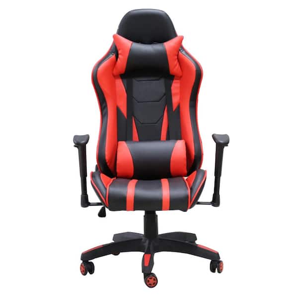  Dowinx Gaming/Office PC Chair with Massage Lumbar Support,  Vintage Style PU Leather High Back Adjustable Swivel Task Chair with  Footrest (Black and Red) : Home & Kitchen